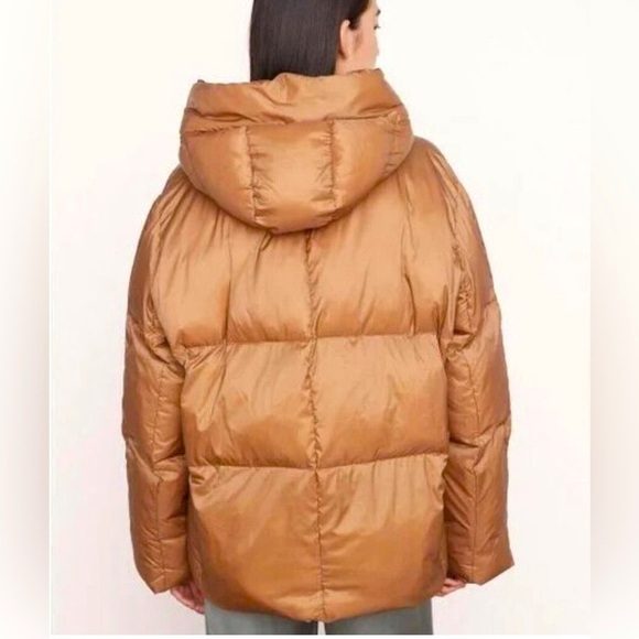 NEW! VINCE Hooded Puffer Jacket Mocha Women SZ Large - Picture 5 of 15